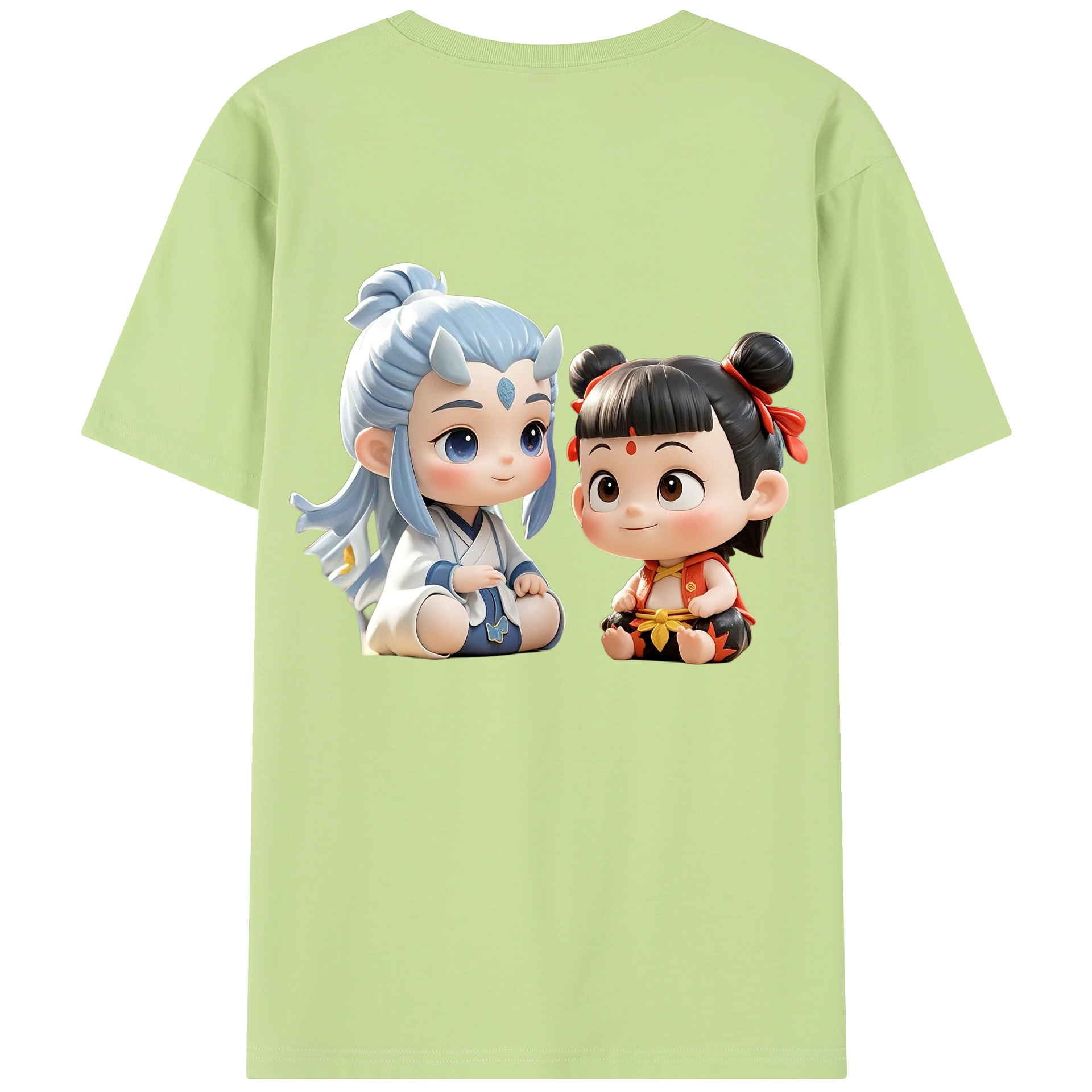 （画像用） Ne Zha 2 ナタ 魔童の大暴れ 綿100％半袖Tシャツ（背面プリント）